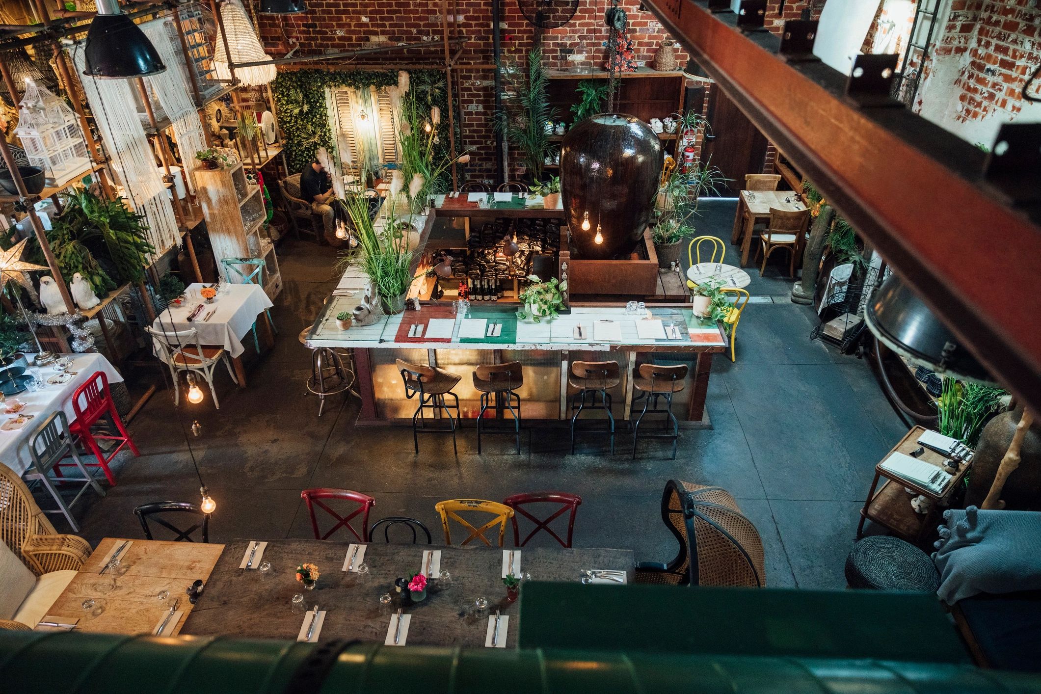 Restaurant seating and table setting